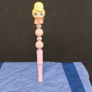 HANDMADE DISNEY DOORABLE BEADED PEN PINK CHARLOTTE PRINCESS AND THE FROG